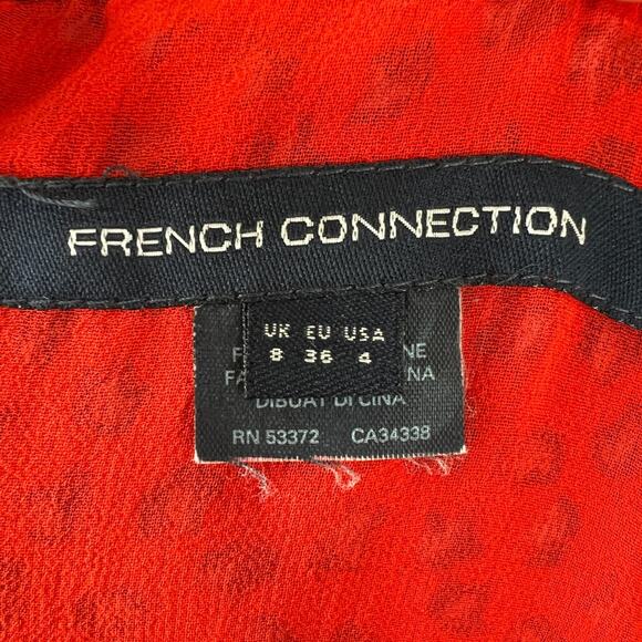 FRENCH CONNECTION Red Black Print Dot Tunic Belted Mini Dress Size 4 S RARE - Picture 8 of 10